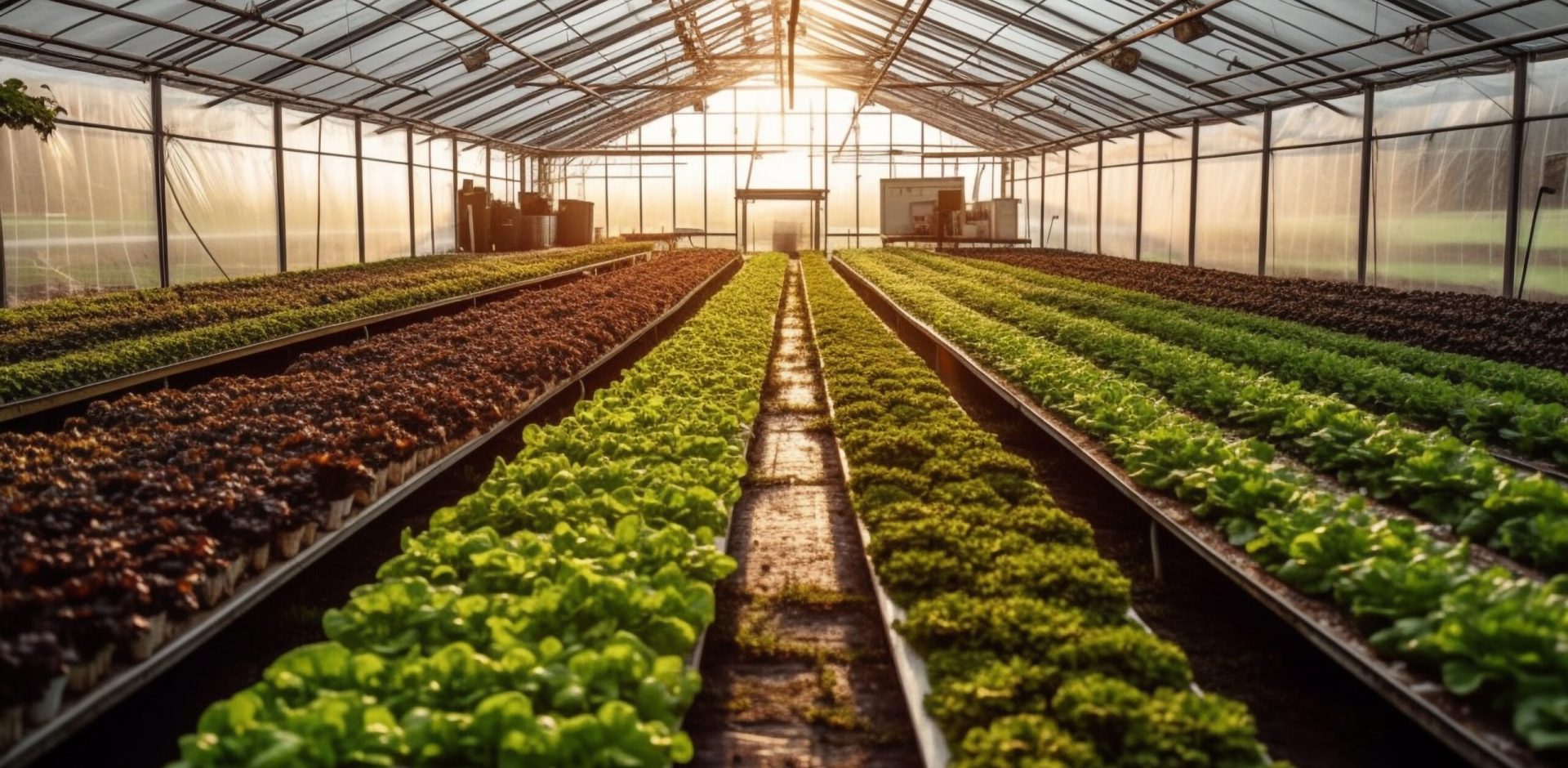 Fresh organic plant growth in modern greenhouse technology generated by artificial intelligence